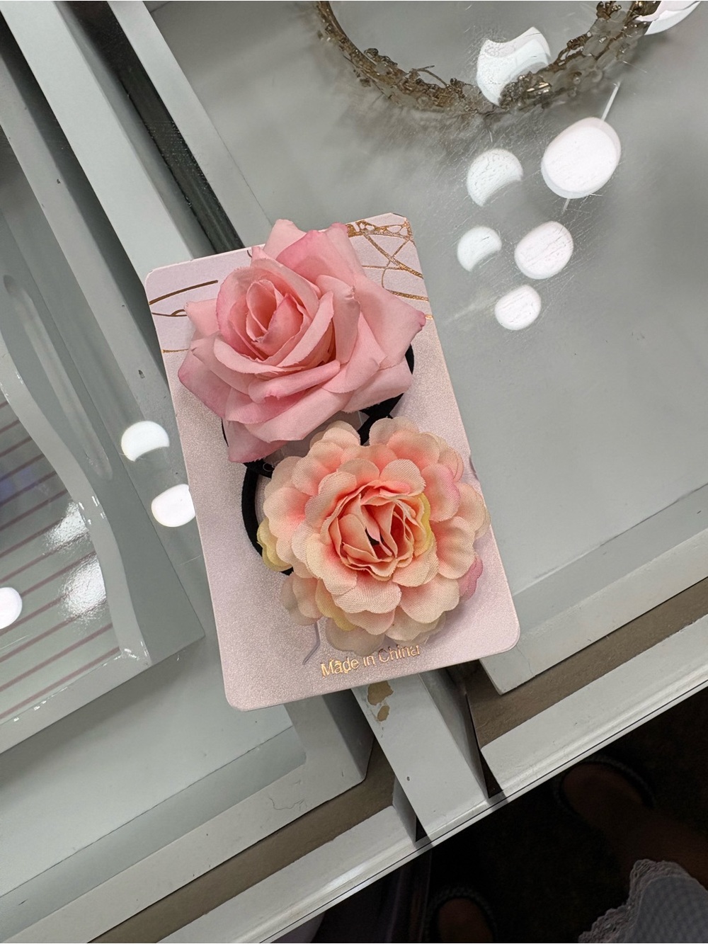 Pink Floral Elastic Hair Tie Set - Women Accessories